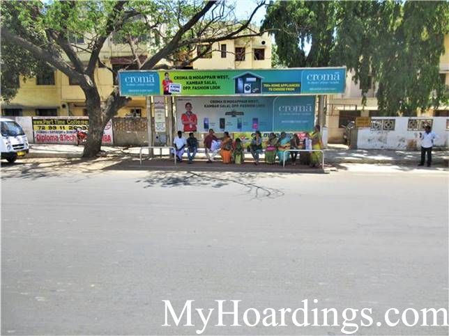 Best OOH Ad agency in Chennai, Bus Shelter Hoardings Rates in Thirumangalam main Road,  Golden Flats Chennai